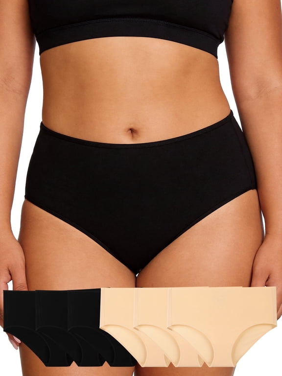 6-Pack Womens Plus Size Cotton Briefs Soft Stretch Underwear, Breathable & Moisture Wicking,Designed for Curves(XL-4XL)