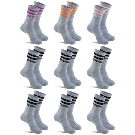 COOPLUS 9 Pairs Womens Lightweight Crew Socks Athletic Moisture Wicking Socks for Women