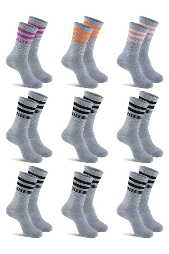 9 Pairs Womens Lightweight Crew Socks Athletic Moisture Wicking Socks for Women