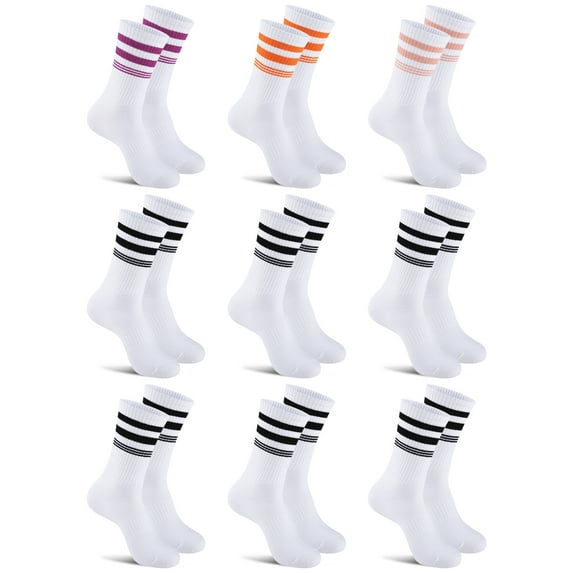 COOPLUS 9 Pairs Womens Lightweight Crew Socks Athletic Moisture Wicking Socks for Women