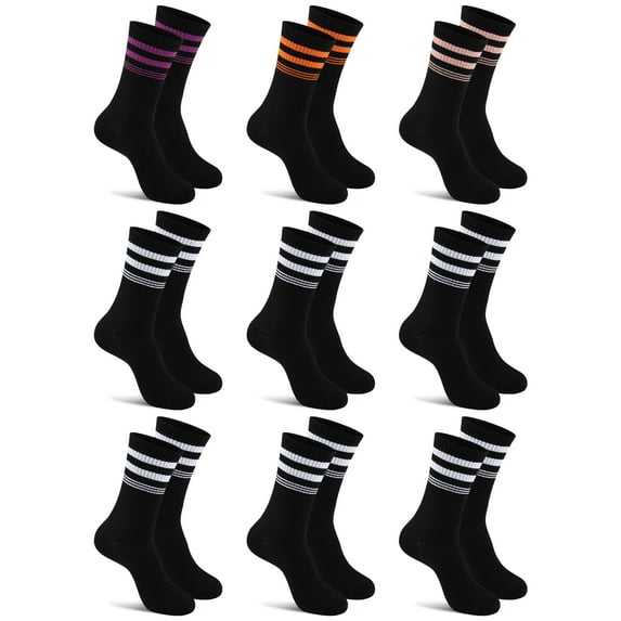 COOPLUS 9 Pairs Womens Lightweight Crew Socks Athletic Moisture Wicking Socks for Women