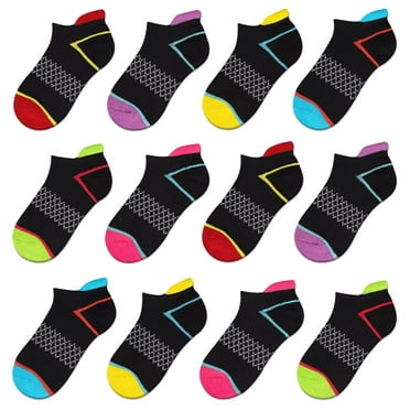 COOPLUS Boys & Girls Ankle Socks Cotton Athletic Low-Cut Socks for Little Big Kids 12 Pairs