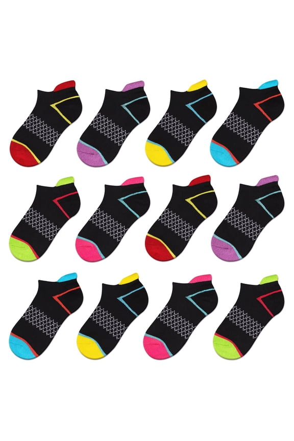 Boys & Girls Ankle Socks Cotton Athletic Low-Cut Socks for Little Big Kids 12 Pairs