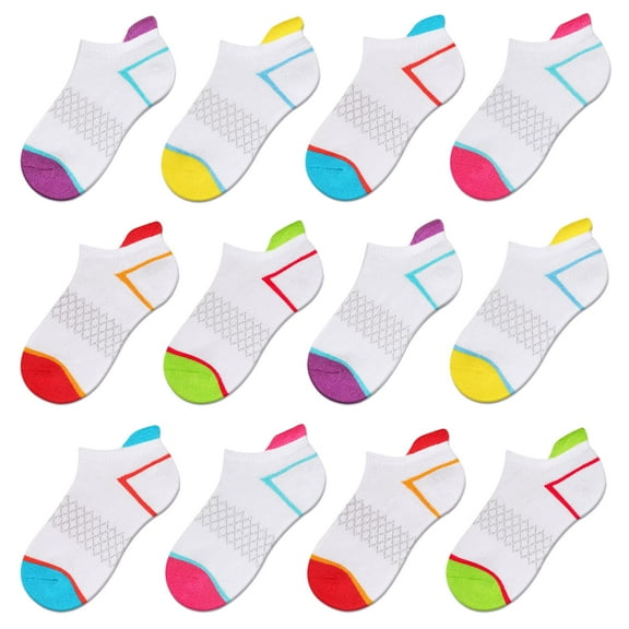COOPLUS Boys & Girls Ankle Socks Cotton Athletic Low-Cut Socks for Little Big Kids 12 Pairs