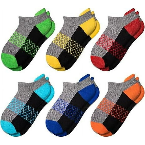 COOPLUS Boys & Girls Socks Ankle Cotton Sock Soft Low Cut Socks For Little Big Kids 6 Pairs