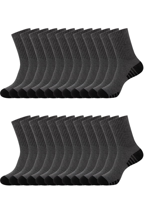 Men’s Crew Socks 12 Pack Thin Lightweight Flat Knit Black Everyday Work Dress Socks Size 10-13