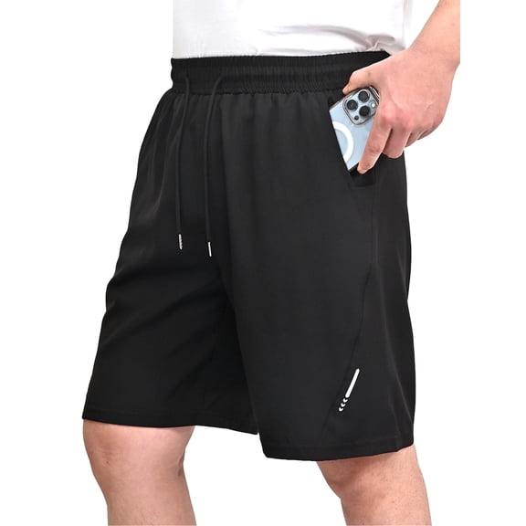 COOPLUS Mens Elastic Waist Drawstring Shorts Casual Classic Fit Stretch Flat Front Shorts with Pockets for Men