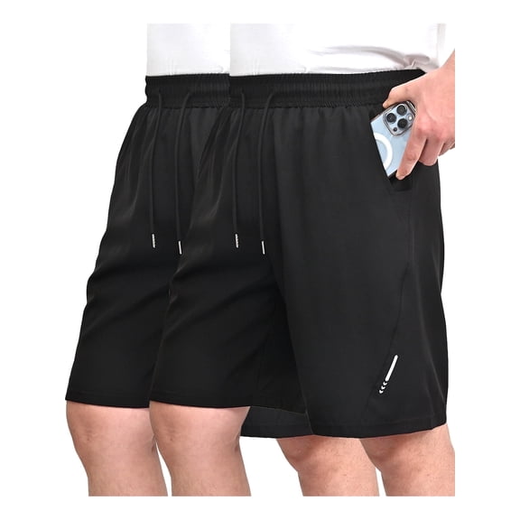 COOPLUS Mens Elastic Waist Drawstring Shorts Casual Classic Fit Stretch Flat Front Shorts with Pockets for Men