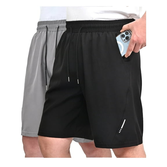 COOPLUS Mens Elastic Waist Drawstring Shorts Casual Classic Fit Stretch Flat Front Shorts with Pockets for Men