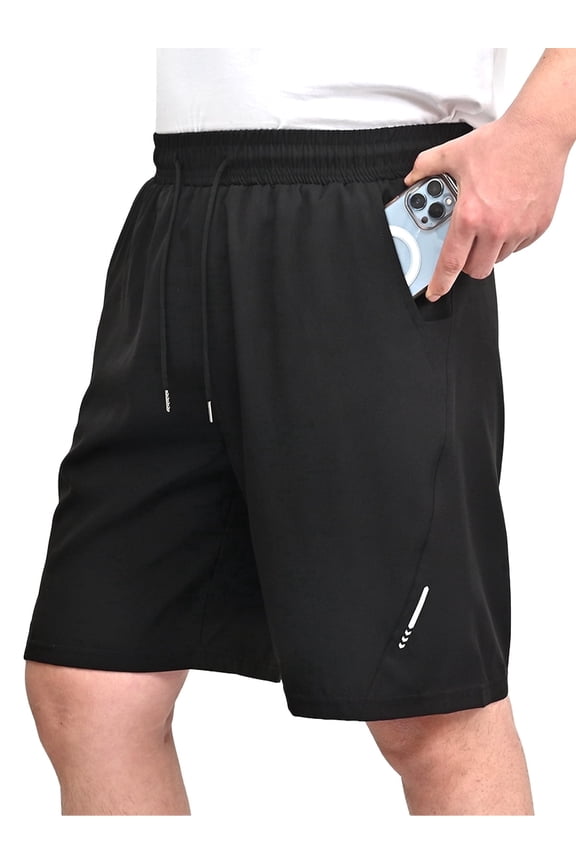 Mens Elastic Waist Drawstring Shorts Casual Classic Fit Stretch Flat Front Shorts with Pockets for Men