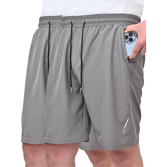 COOPLUS Mens Elastic Waist Drawstring Shorts Casual Classic Fit Stretch Flat Front Shorts with Pockets for Men
