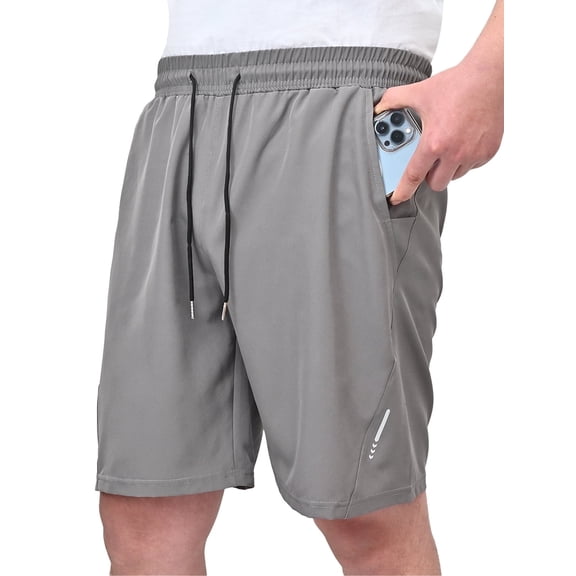 COOPLUS Mens Elastic Waist Drawstring Shorts Casual Classic Fit Stretch Flat Front Shorts with Pockets for Men