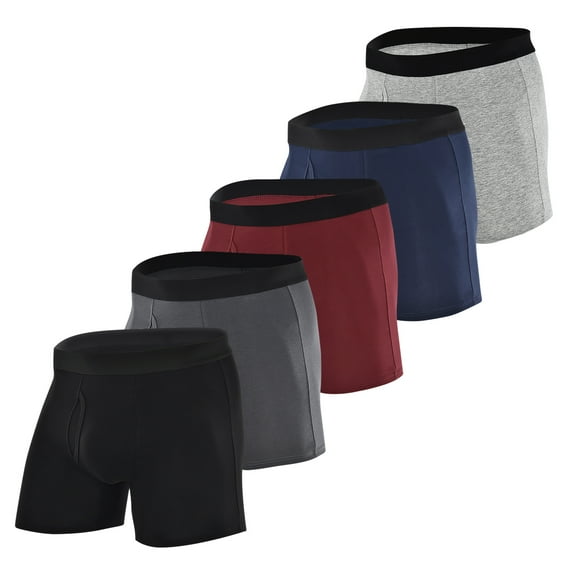 COOPLUS Men's Underwear Briefs Boxer Short Cotton Stretch Soft Underwear Trunks (5 Pieces)