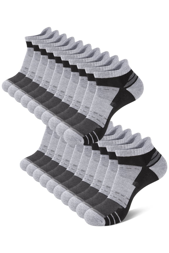 Mens 10 Pairs Low Cut Ankle Athletic Socks Cushioned Breathable Tab Sports Work Socks