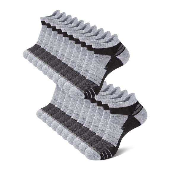 COOPLUS Mens 10 Pairs Low Cut Ankle Athletic Socks Cushioned Breathable Tab Sports Work Socks