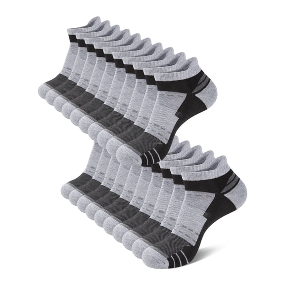 COOPLUS Mens 10 Pairs Low Cut Ankle Athletic Socks Cushioned Breathable Tab Sports Work Socks