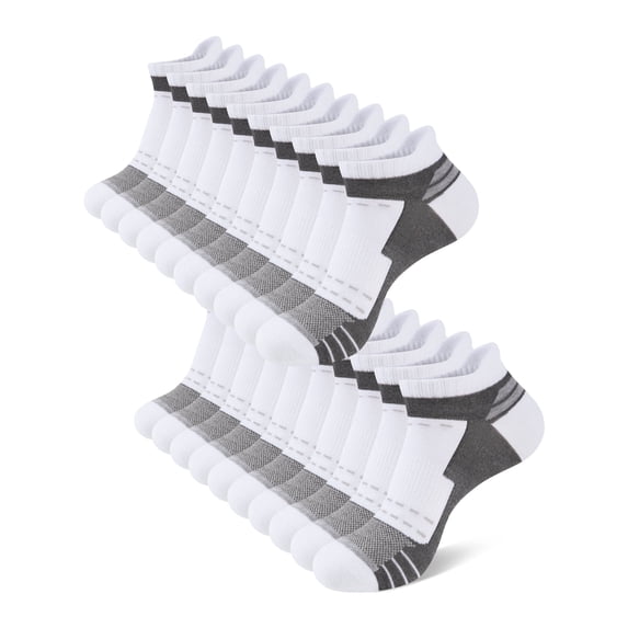 COOPLUS Mens 10 Pairs Low Cut Ankle Athletic Socks Cushioned Breathable Tab Sports Work Socks