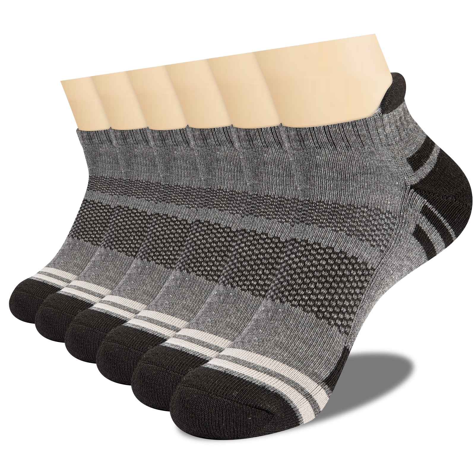 COOPLUS Mens Ankle Socks Low Cut Cushioned Work Socks for Men 6 Pairs ...