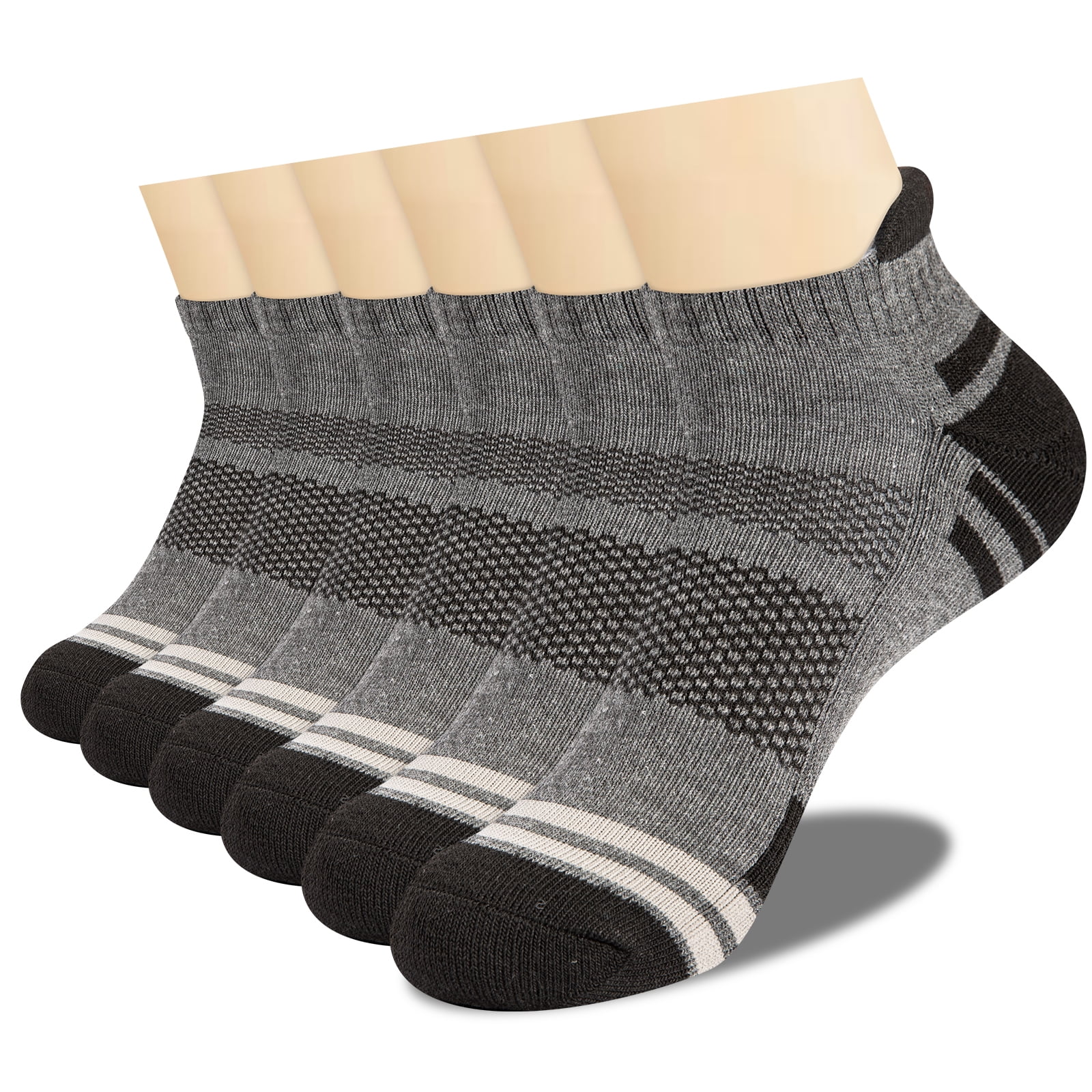 COOPLUS Mens Ankle Socks Low Cut Cushioned Work Socks for Men 6 Pairs
