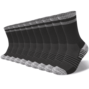 COOPLUS 10Pairs Mens Long Socks Lightweight Crew Hiking Socks