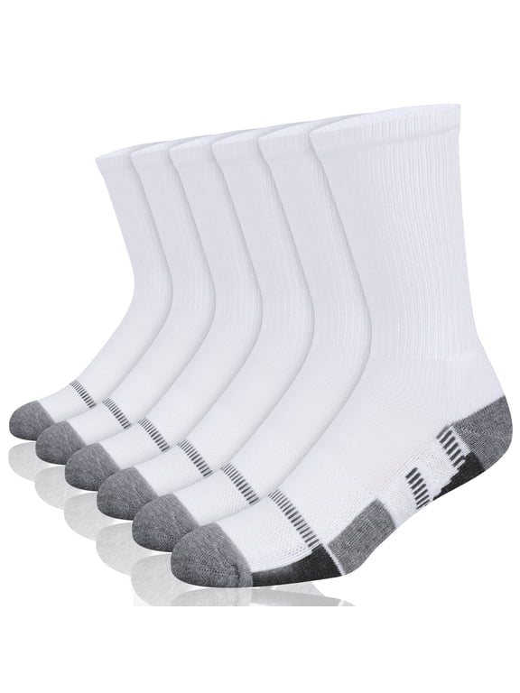 Mens Crew Athletic Socks Moisture Wicking Cushioned Socks 6 Pairs