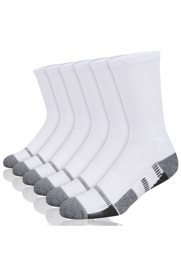 Mens Crew Athletic Socks Moisture Wicking Cushioned Socks 6 Pairs