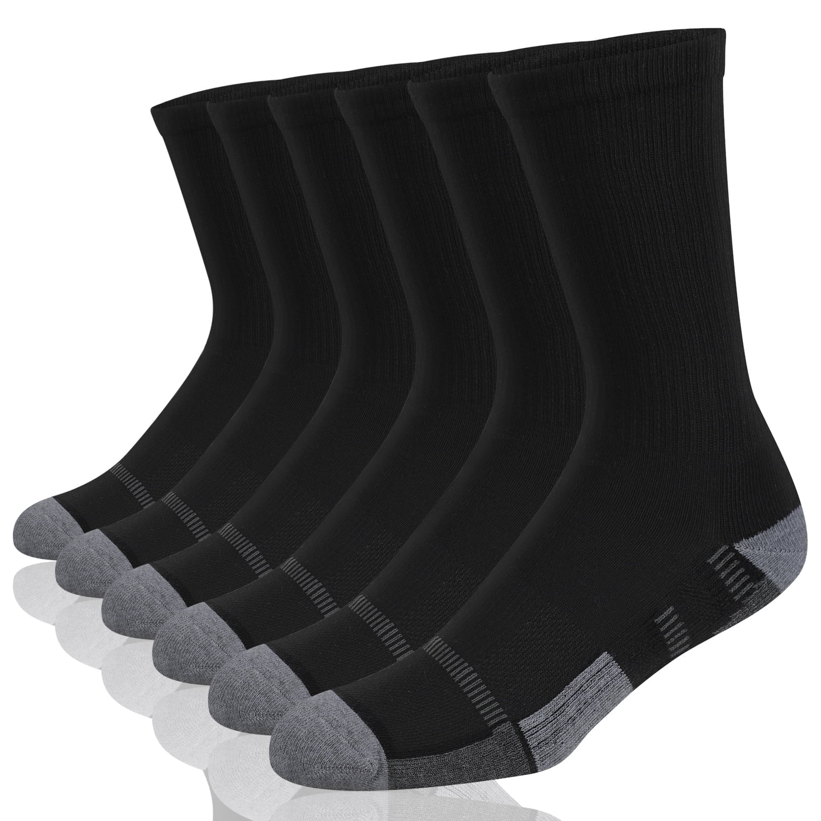 Mens Crew Athletic Socks Moisture Wicking Cushioned Socks 6 Pairs