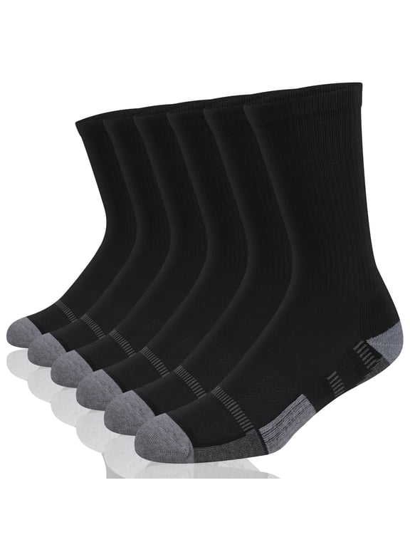 Mens Crew Athletic Socks Moisture Wicking Cushioned Socks 6 Pairs