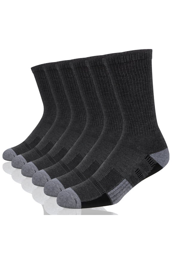 Mens Crew Athletic Socks Moisture Wicking Cushioned Socks 6 Pairs