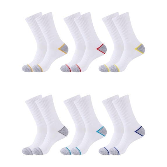 COOPLUS Mens Crew Socks Athletic Cushioned Breathable Running Socks Comfortable Daily Wear for Men 6 Pairs