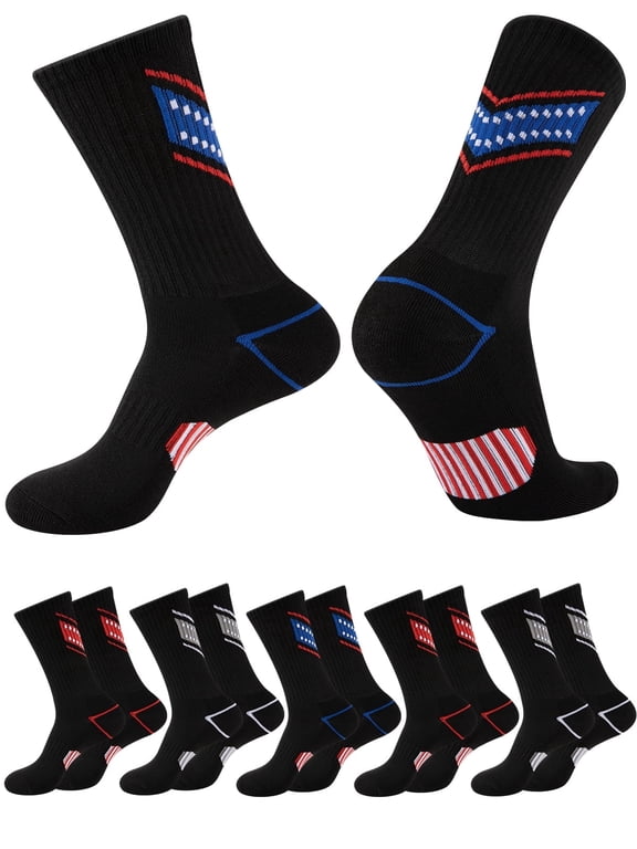 Mens Crew Socks Cushioned Athletic Running Work Socks Moisture Wicking Daily Comfort 6 Pairs for Men