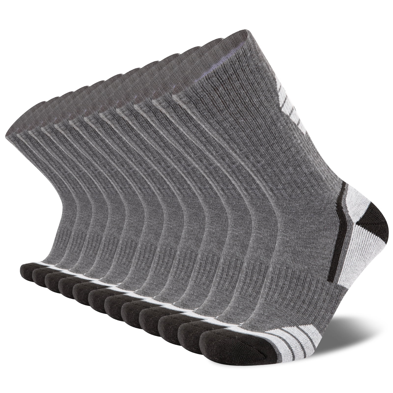 COOPLUS Mens Crew Socks Men Dress Cushioned Work Socks 6 Pairs