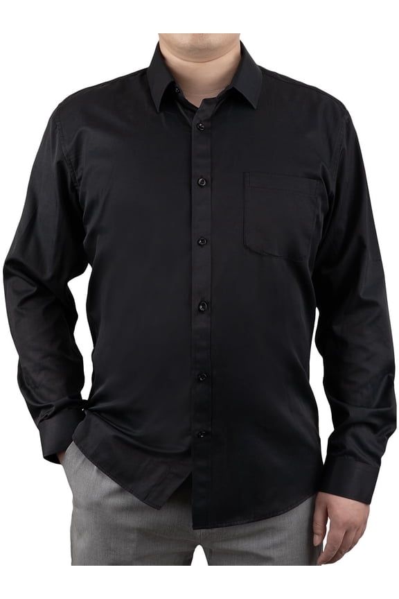 Mens Dress Shirts Solid Color Long Sleeve Stretch Formal Shirt Perfect for Business Casual Occasions A Button-Down Dress Shirt Tailored for Men