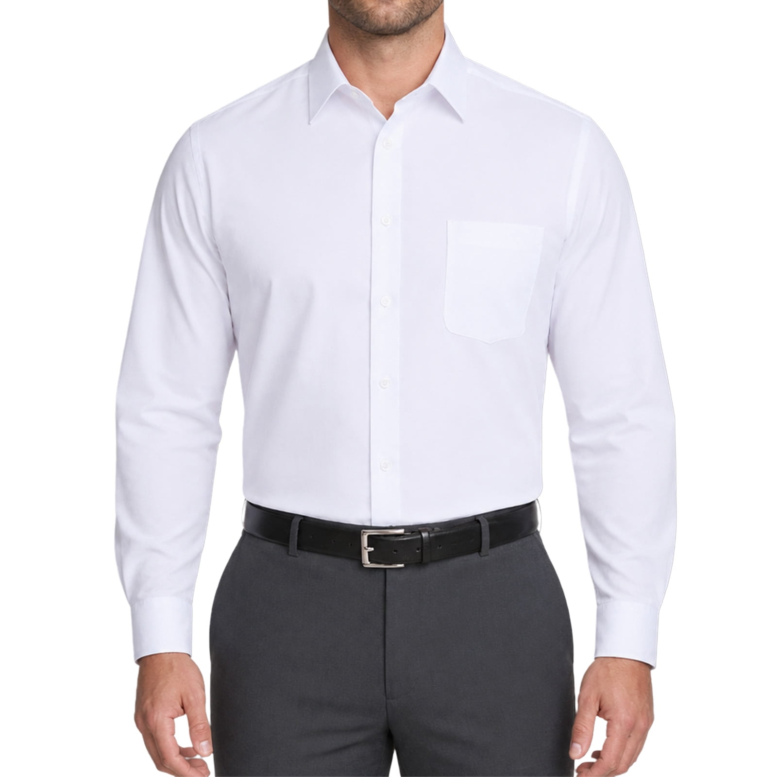 Cooplus Mens Solid Color Long Sleeve Stretch Dress Shirt, Business ...