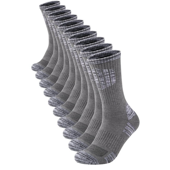 COOPLUS Mens Hiking Socks Crew Outdoor Socks 5 Pairs Moisture Wicking Cushioned Athletic Boot Socks
