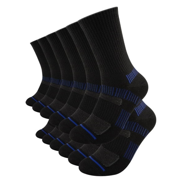 COOPLUS Mens Long Crew Socks Cushioned Cuff Socks for Men Casual Breathable Running 6 Pairs