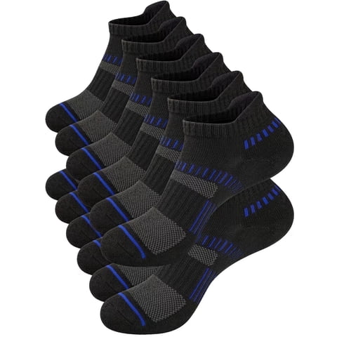 COOPLUS Mens Socks Ankle Socks for Mens Low Cut Cushioned Breathable Socks 6 Pairs