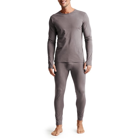 COOPLUS Mens Thermal Underwear Top & Pants One Set