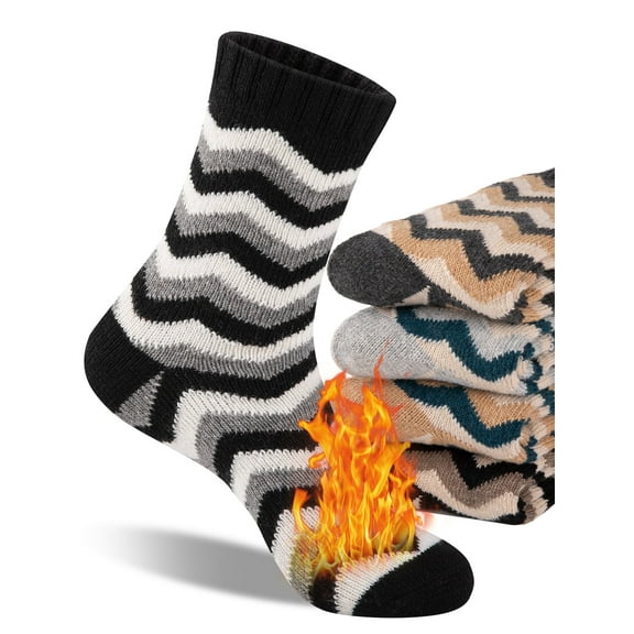 COOPLUS Mens Winter Warm Socks Men Wool Hiking Socks 5 Pairs