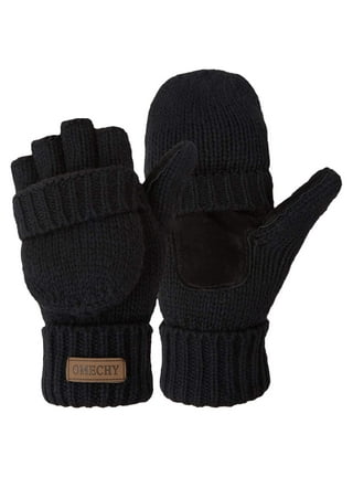 Night Merino Wool Fingerless Glove with Black Deerskin Palm