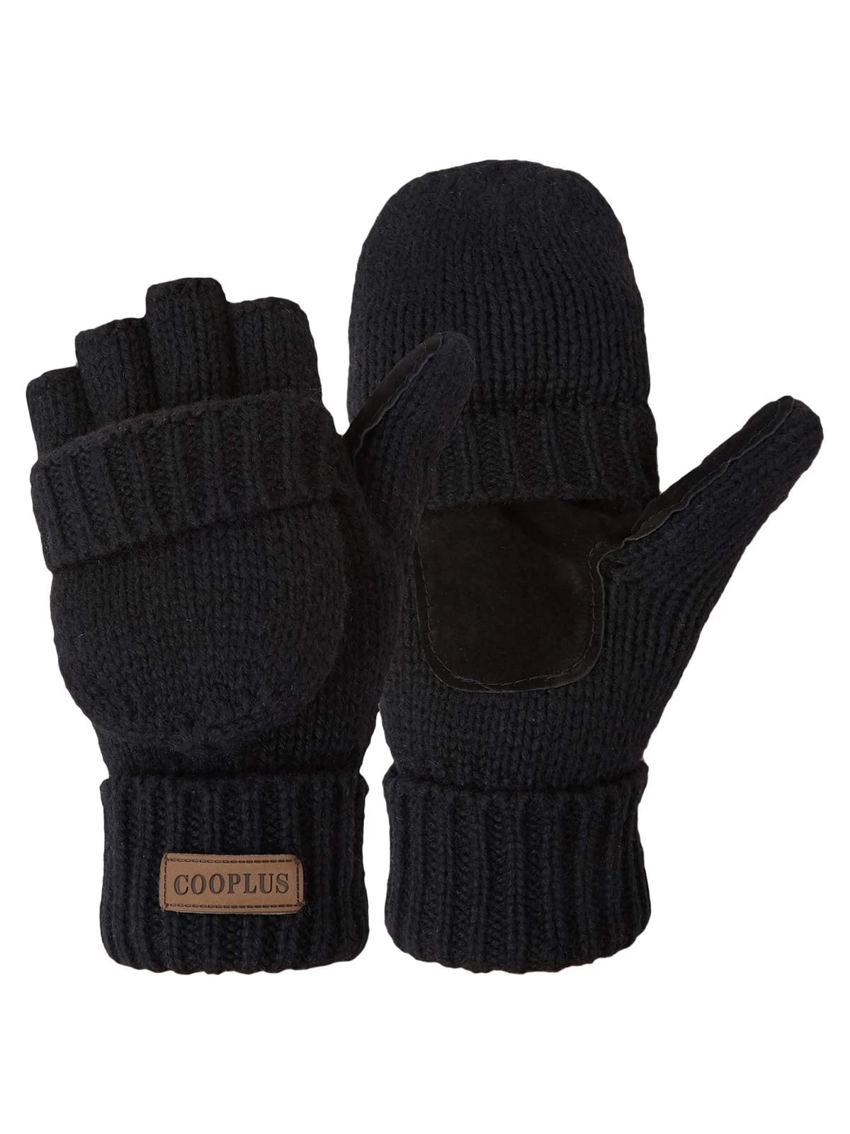 Walmart Black Friday Deals 2025 - Cooplus Winter Wool Fingerless Gloves Warm Knit Wool Gloves for Men and Women