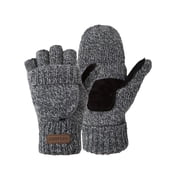 Mittens Winter Fingerless Gloves Warm Wool Knitted Gloves Convertible Gloves for Men and Women