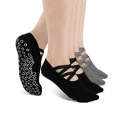 COOPLUS Non Slip Pilates Socks With Grips Straps For Women Yoga Barefoot Workout,Dance,Ballet,Hospital Socks