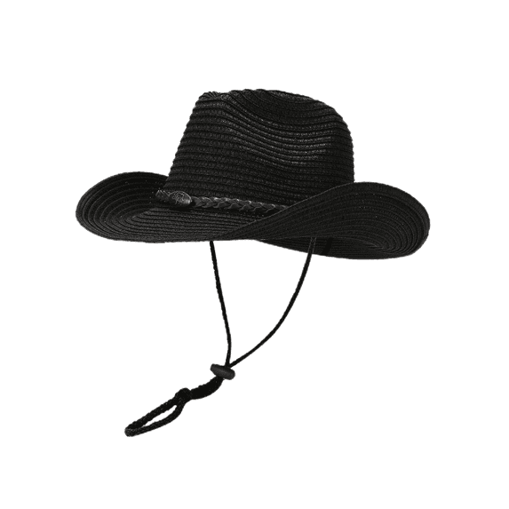 COOPLUS Straw Cowboy Hat for Women Western Cowgirl Adjustable Chin Strap Hats for Summer