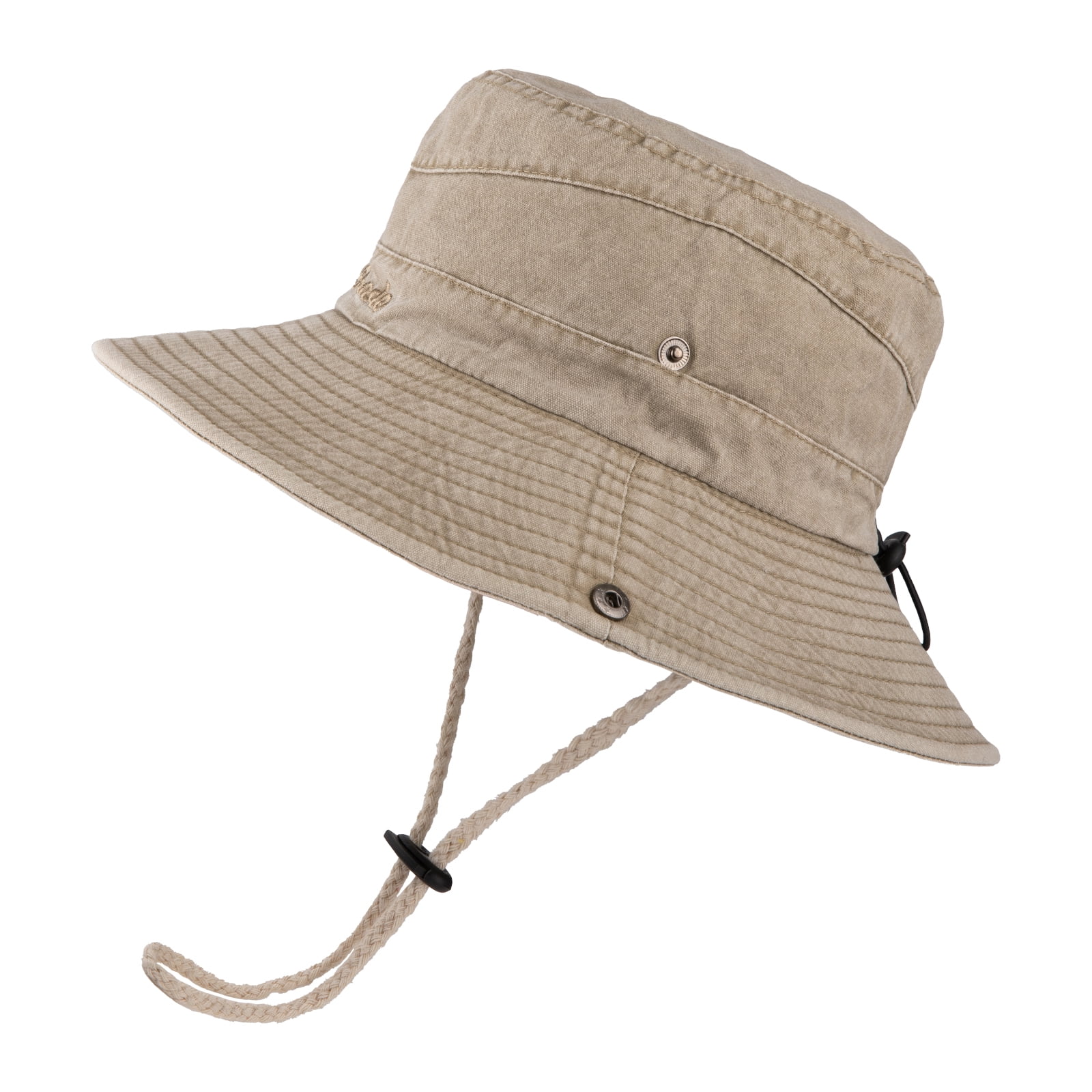 Wide Brim Hiking Fishing Safari Boonie Bucket Hats 100% Cotton UV Sun  Protection For Men Women Outdoor Activities S/M Dark Green 
