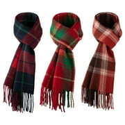 COOPLUS 3-Pack Winter Scarves for Adults, Soft Plaid Pattern Cozy Warm Shawl Wrap, Unisex Fashion Scarf for Men and Women