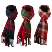 COOPLUS 3-Pack Winter Scarves for Adults, Soft Plaid Pattern Cozy Warm Shawl Wrap, Unisex Fashion Scarf for Men and Women