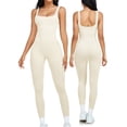 thumbnail image 1 of COOPLUS Women Athletic Jumpsuits Seamless Romper and Sleeveless Ribbed One-piece Square Neckline Unitard for Yoga Workout, 1 of 5