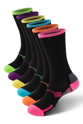 Women Hiking Athletic Crew Socks Cushioned Running Moisture Wicking Socks for Women 6 Pairs