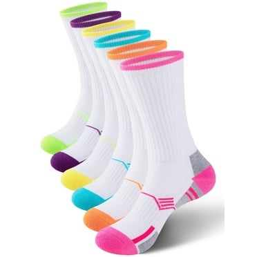 COOPLUS Women Hiking Athletic Crew Socks Cushioned Running Moisture Wicking Socks for Women 6 Pairs